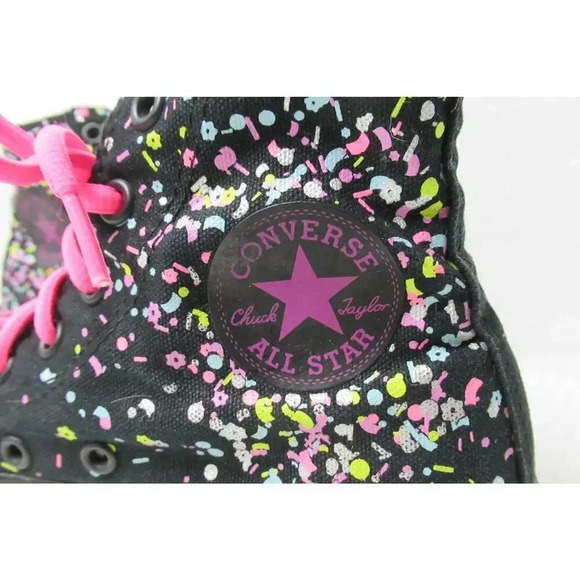 Converse Chuck Taylor All Star Shoes Confetti High Top Lace Up Sneakers Junior - Picture 6 of 9